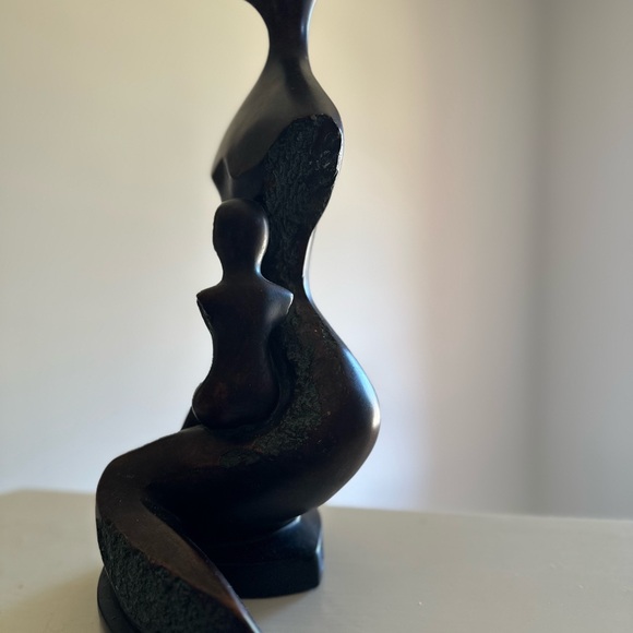 Abstract Bronze Sculpture - Elegant Bronze, Cooper and Turquoise Art Piece - Picture 4 of 8